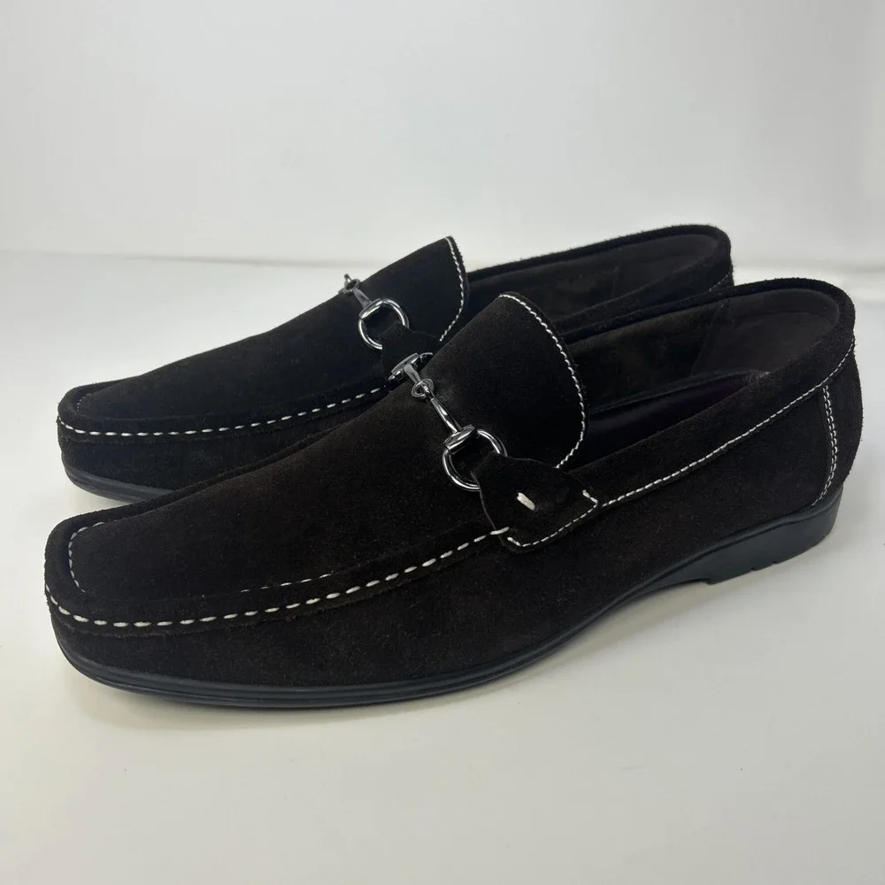 Impulse Men's Size 12 M Dark Brown Suede Horsebit Loafers Slip On Dress Shoes
